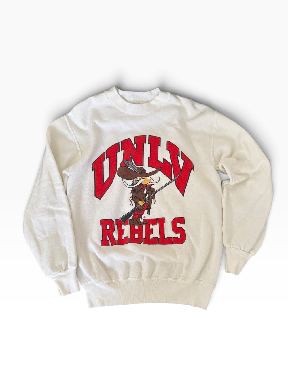 Vintage 80s Jerzees White Raglan Sweatshirt with UNLV Rebels Graphic